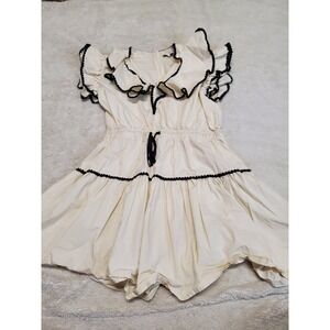 Cream Ruffle Trim Sundress with Black Detail